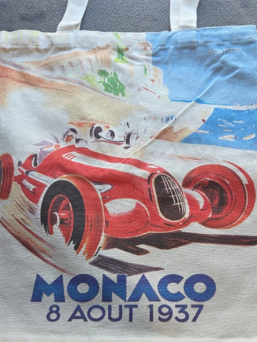 Monaco 8 Aout 1937 Red Vintage Racing Tote Bag - Men Bags